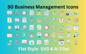 Business Management Icon Set 50 Flat Icons - SVG And AI Files