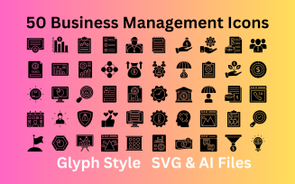 Business Management Icon Set 50 Glyph Icons - SVG And AI Files