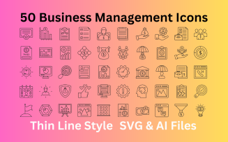Business Management Icon Set 50 Outline Icons - SVG And AI Files