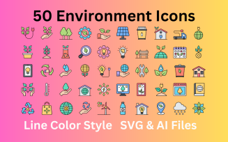 Environment Icon Set 50 Line Color Icons - SVG And AI Files