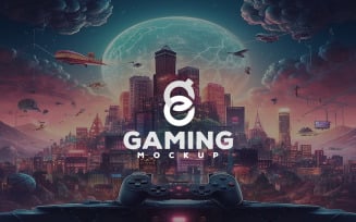 Gaming Mockup | Logo Mockup With Gaming City Background