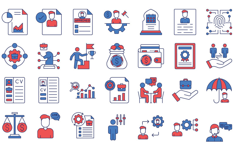 Human Resources vector icons Icon Set