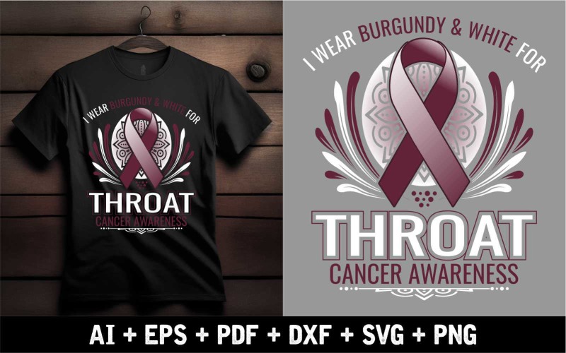 I wear burgundy & white for Throat Cancer Awareness t shirt Design T-shirt