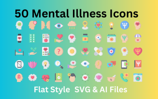 Mental Illness Icon Set 50 Flat Icons - SVG And AI Files