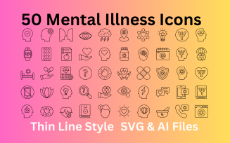 Mental Illness Icon Set 50 Outline Icons - SVG And AI Files