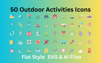 Outdoor Activities Icon Set 50 Flat Icons - SVG And AI Files