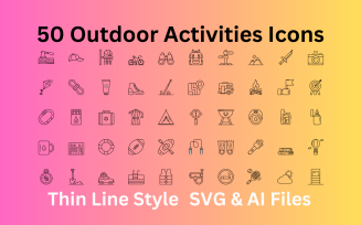 Outdoor Activities Icon Set 50 Outline Icons - SVG And AI Files
