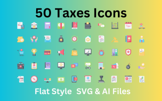 Taxes Icon Set 50 Flat Icons - SVG And AI Files