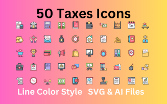 Taxes Icon Set 50 Line Color Icons - SVG And AI Files