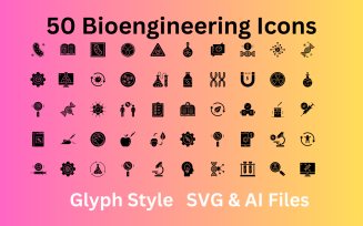 Bioengineering Icon Set 50 Glyph Icons - SVG And AI Files