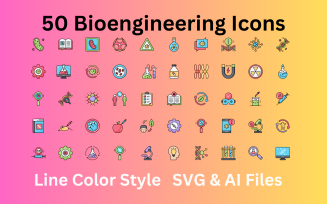 Bioengineering Icon Set 50 Line Color Icons - SVG And AI Files