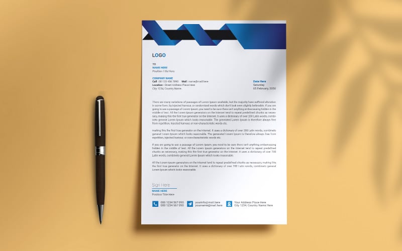 Creative Blue Letterhead Template Design Corporate Identity