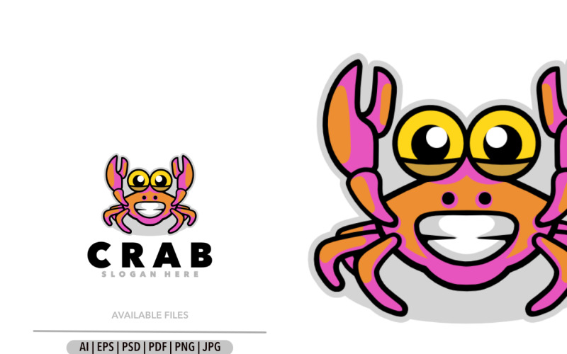 Cute crab mascot cartoon logo template design Logo Template