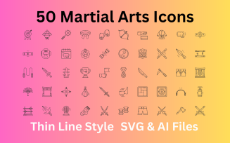 Martial Arts Icon Set 50 Outline Icons - SVG And AI Files