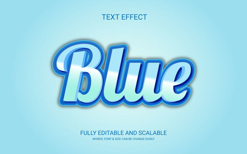 Blue Editable Vector Eps Text Effect Design Illustration