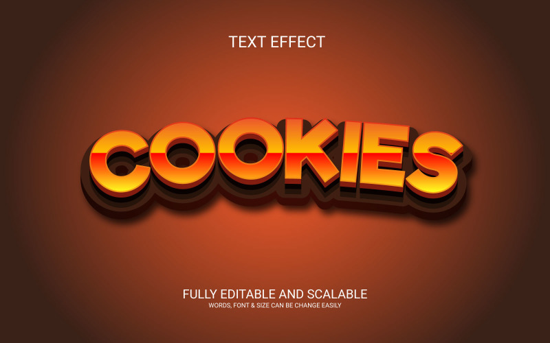 Cookies Editable Vector Eps 3D Text Effect Template Design Illustration