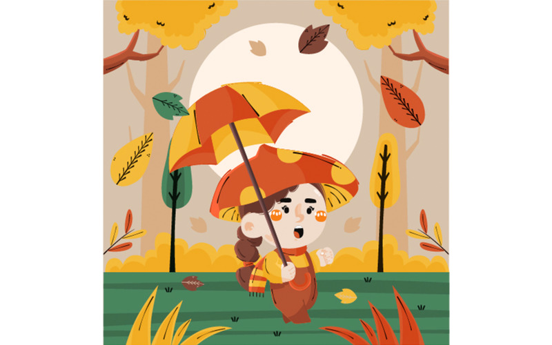 Flat Fall Season Celebration Illustration
