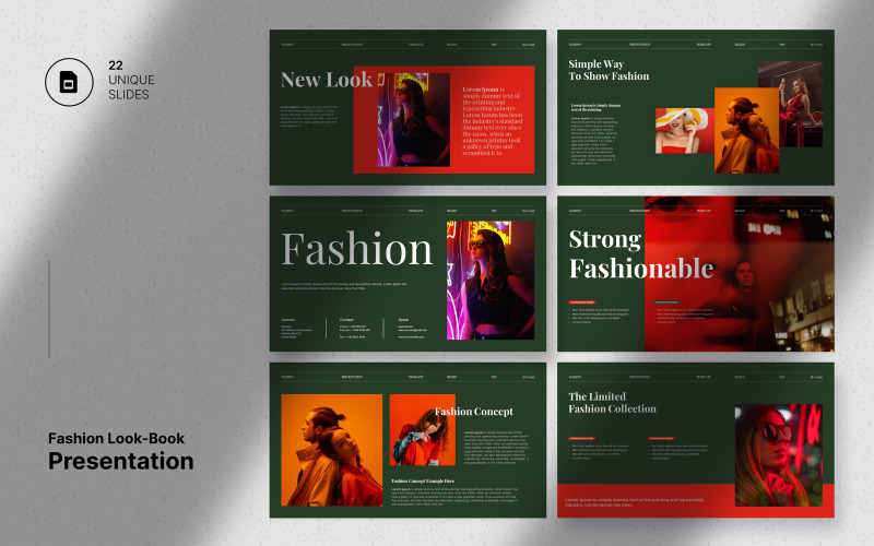 Minimal Fashion Look-Book Presentation Template Google Slide