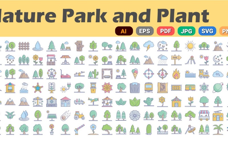 Nature Parks and Plants Icons Pack | AI | SVG | EPS Icon Set