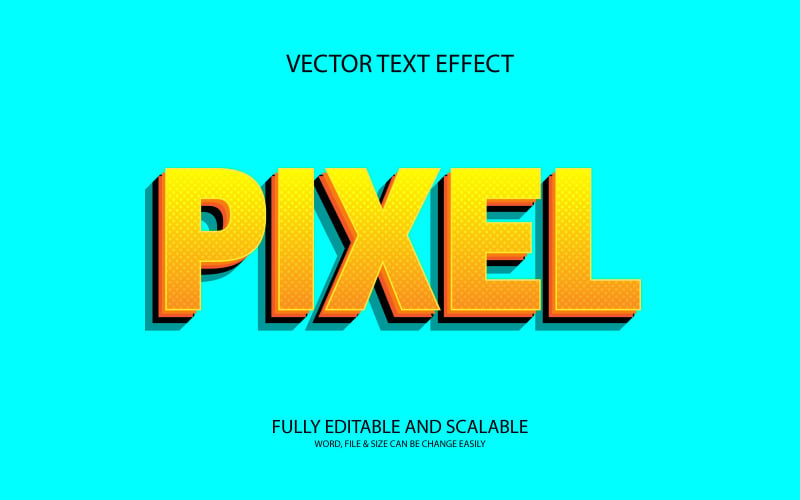 Pixel 3D Editable Vector Eps Text Effect Template Illustration
