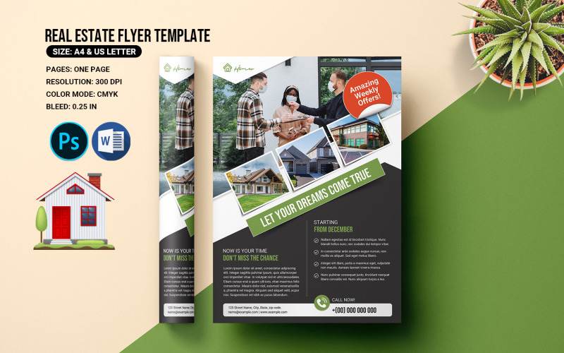 Real Estate Company Flyer Template. word & psd Corporate Identity