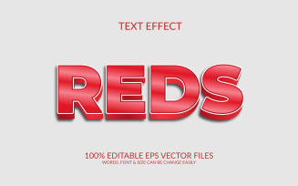 Red fully editable vector 3d text effect template