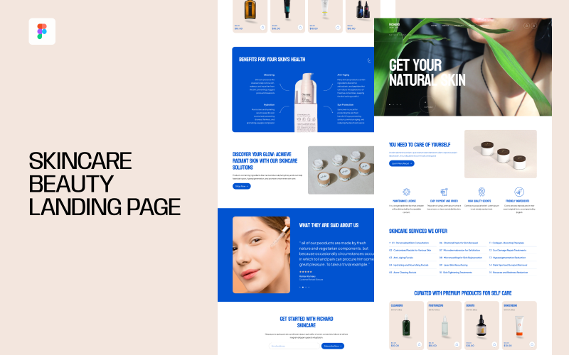Skincare Beauty Landing Page UI Element