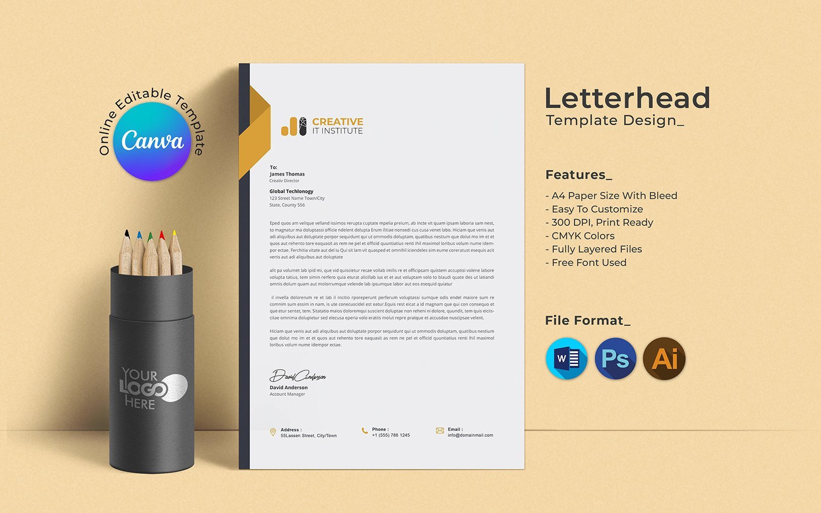 Template #353042 Letterhead Letterhead Webdesign Template - Logo template Preview