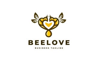Couple Bee Love Logo Template
