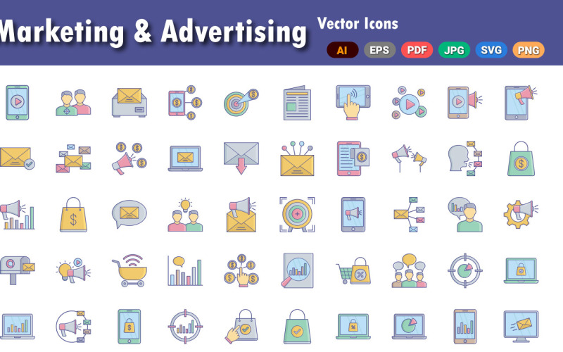 Marketing & Advertising Icons Pack | AI |SVG | EPS Icon Set