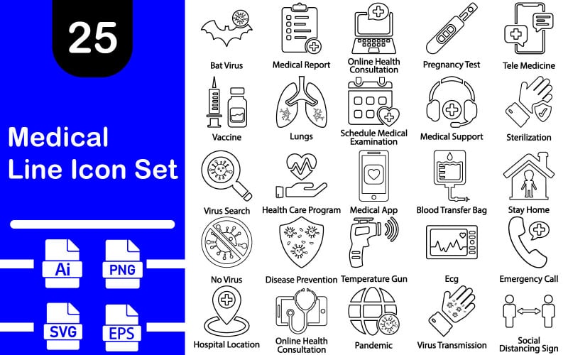 Medical Line Icon Set Template