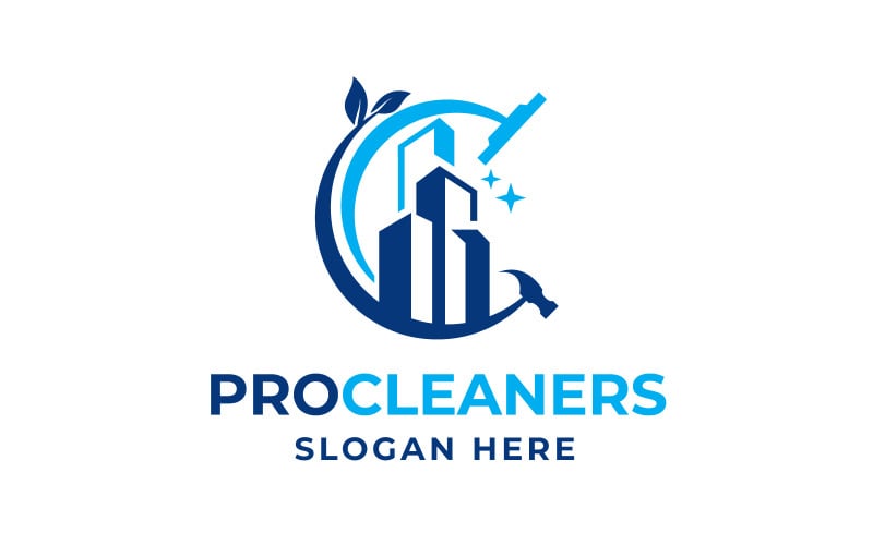 Pro Cleaners, Commercial Cleaning and Maintenance Services Logo Template
