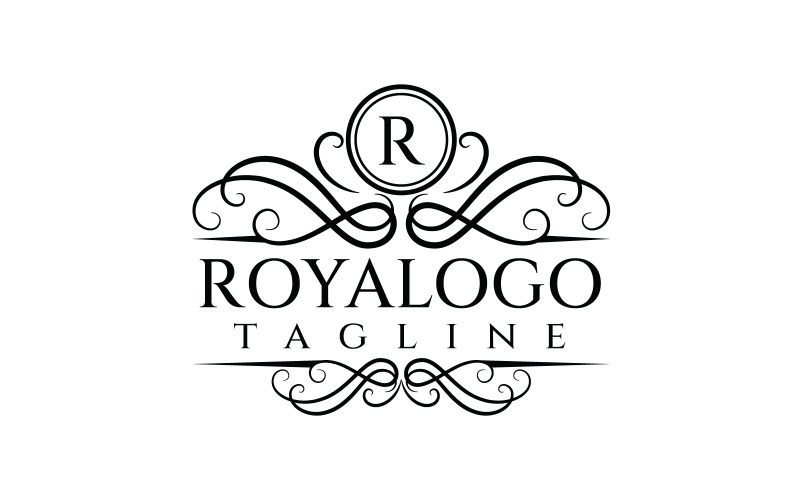 Royal Logo Design, Swirl Frame Logo, Initial Logo Logo Template