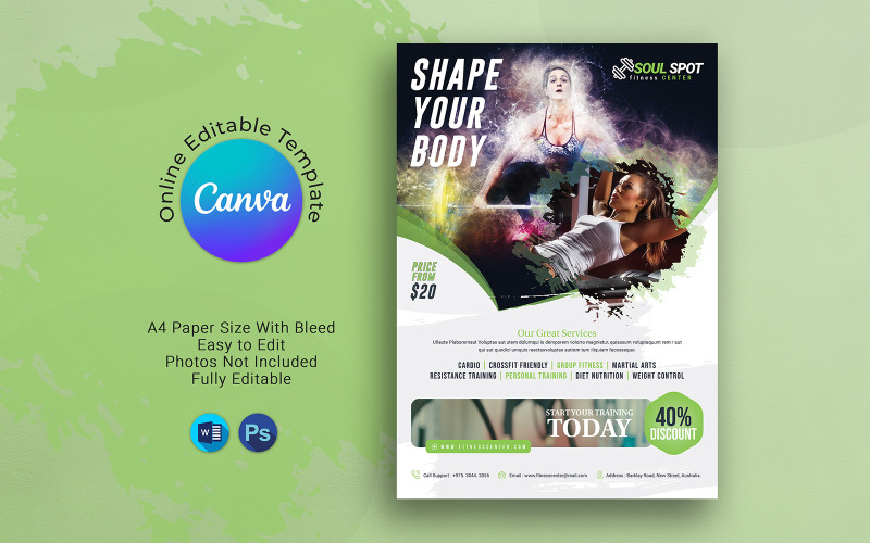 Canva Gym Fitness Flyer Template Corporate Identity