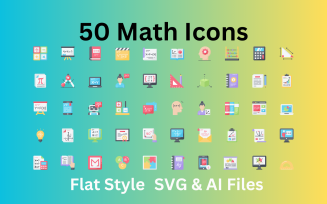 Math Icon Set 50 Flat Icons - SVG And AI Files