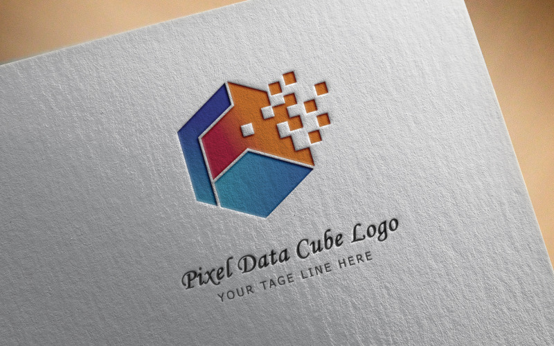 Pixel Data Cube Logo Design Logo Template