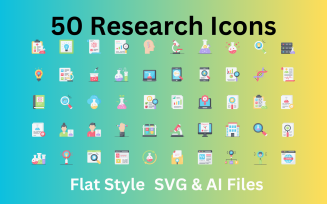 Research Icon Set 50 Flat Icons - SVG And AI Files