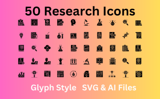 Research Icon Set 50 Glyph Icons - SVG And AI Files