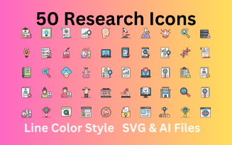 Research Icon Set 50 Line Color Icons - SVG And AI Files