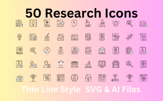 Research Icon Set 50 Outline Icons - SVG And AI Files
