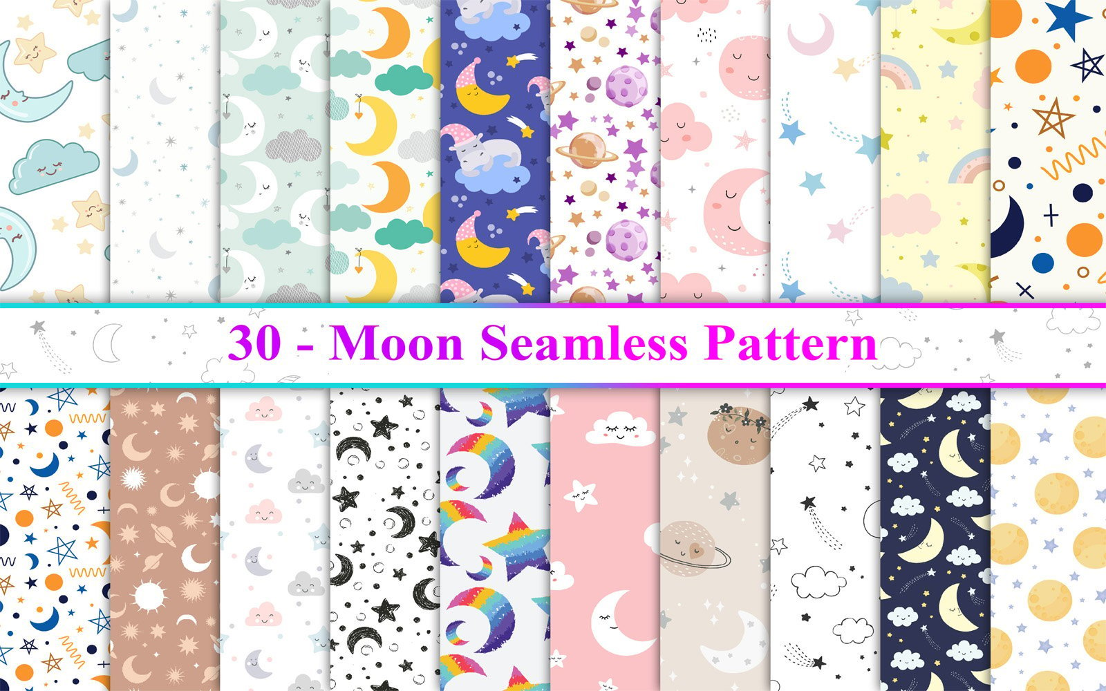 Kit Graphique #353211 Moon Seamless Divers Modles Web - Logo template Preview