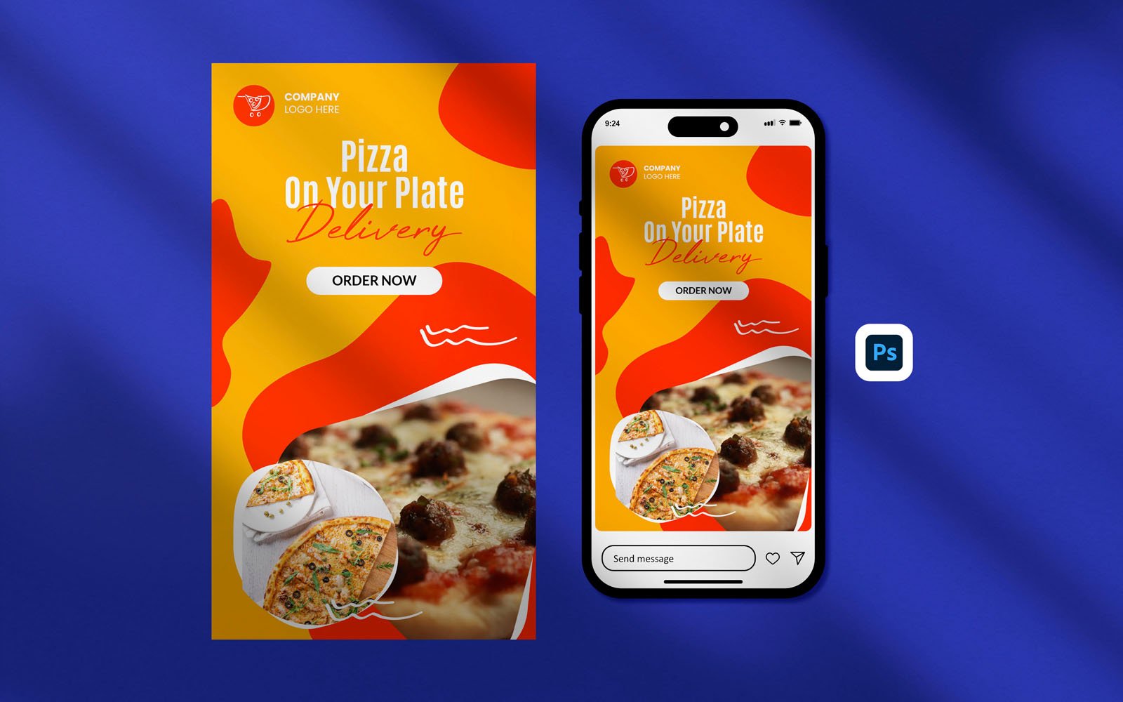 Template #353295 Banner Pizza Webdesign Template - Logo template Preview