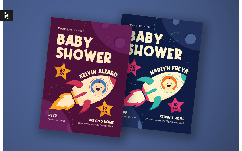 Baby Shower Invitation Space Theme Corporate Identity