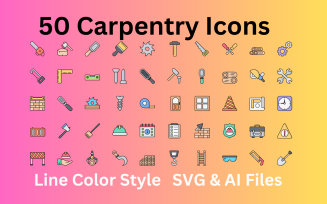 Carpentry Icon Set 50 Line Color Icons - SVG And AI Files