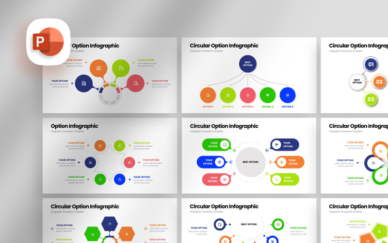 Circular Option Infographic Presentation Template PowerPoint Template