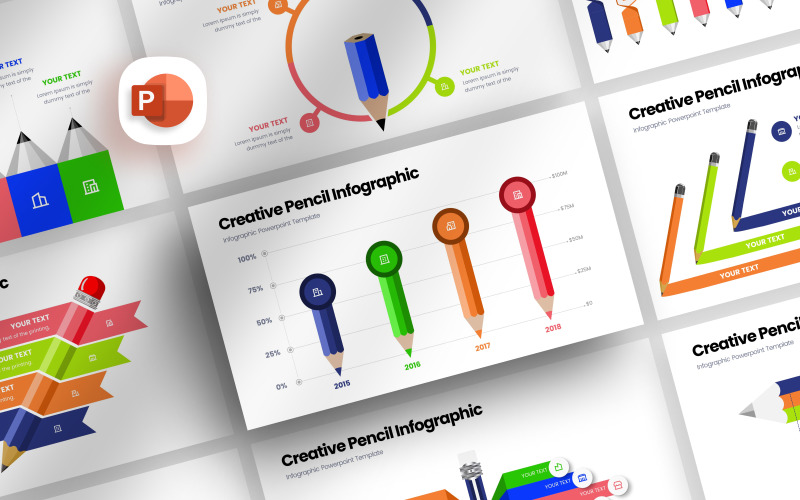 Creative Pencil Infographic Presentation Template PowerPoint Template