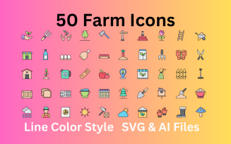 Farm Set 50 Line Color Icons - SVG And AI Files