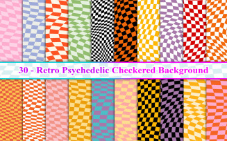 Groovy Retro Psychedelic Checkered Background, Groovy Checkered Background, Checkered Pattern