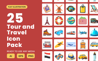 Tour and Travel 2D Icon Illustration Set Vol 2