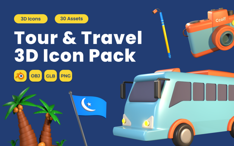 Tour and Travel 3D Icon Pack Vol 3 Model